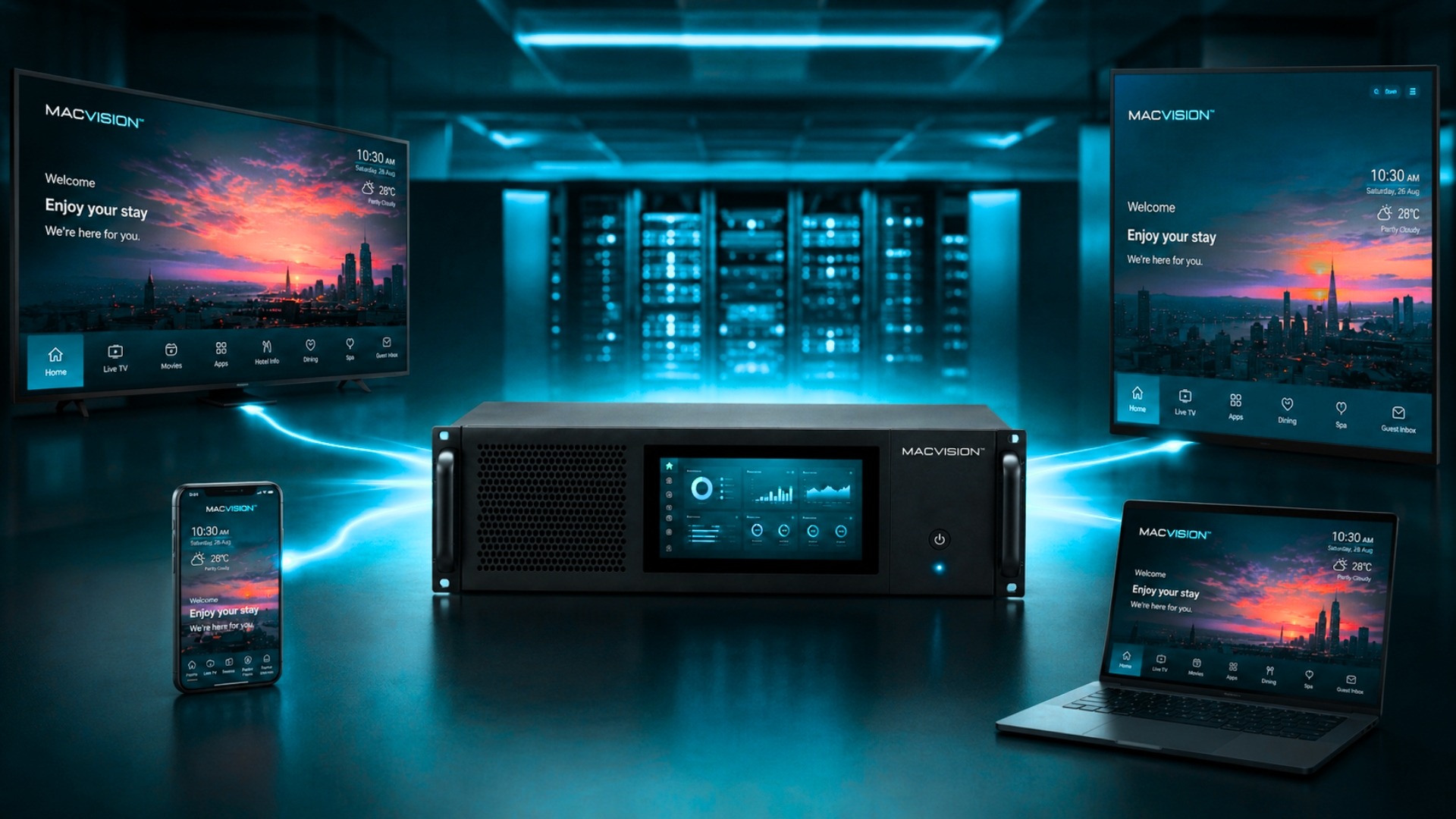 منظومة MACVISION التقنية المترابطة مع توصيل مركزي للوسائط