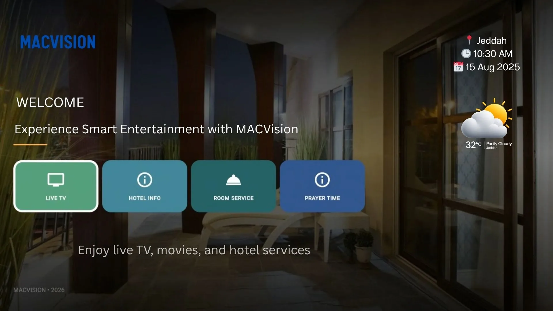 MACVISION Smart TV welcome screen