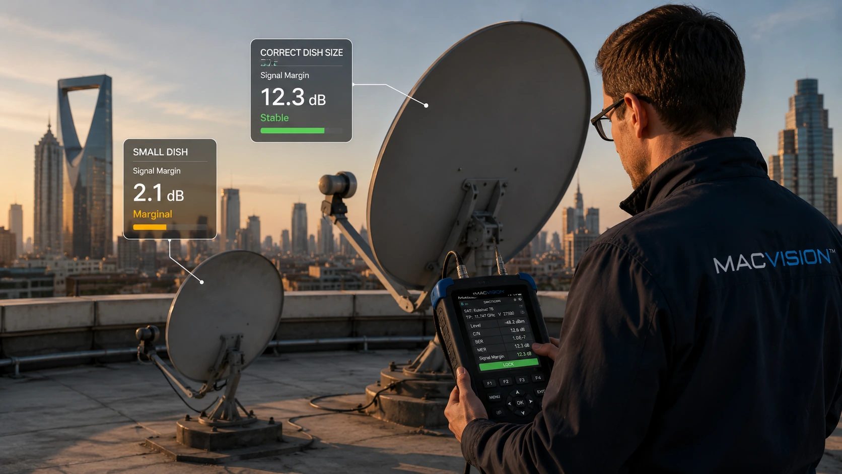 اختيار حجم الطبق لاستقبال IPTV ثابت في الفنادق