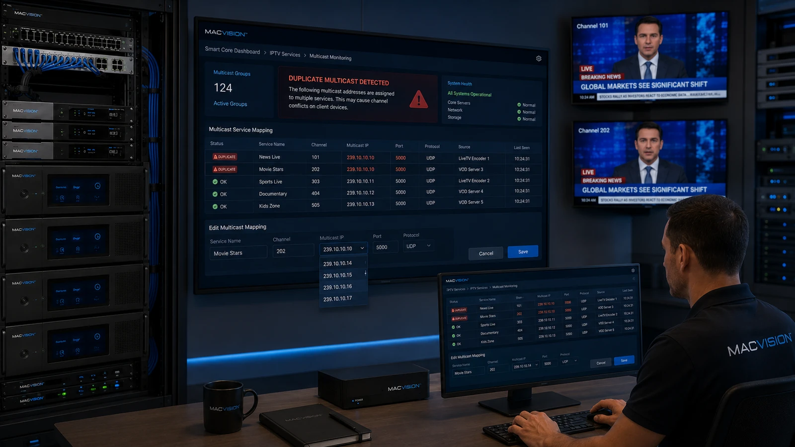 كيف يؤدي تعيين Multicast IP والمنفذ بشكل خاطئ إلى تضارب القنوات