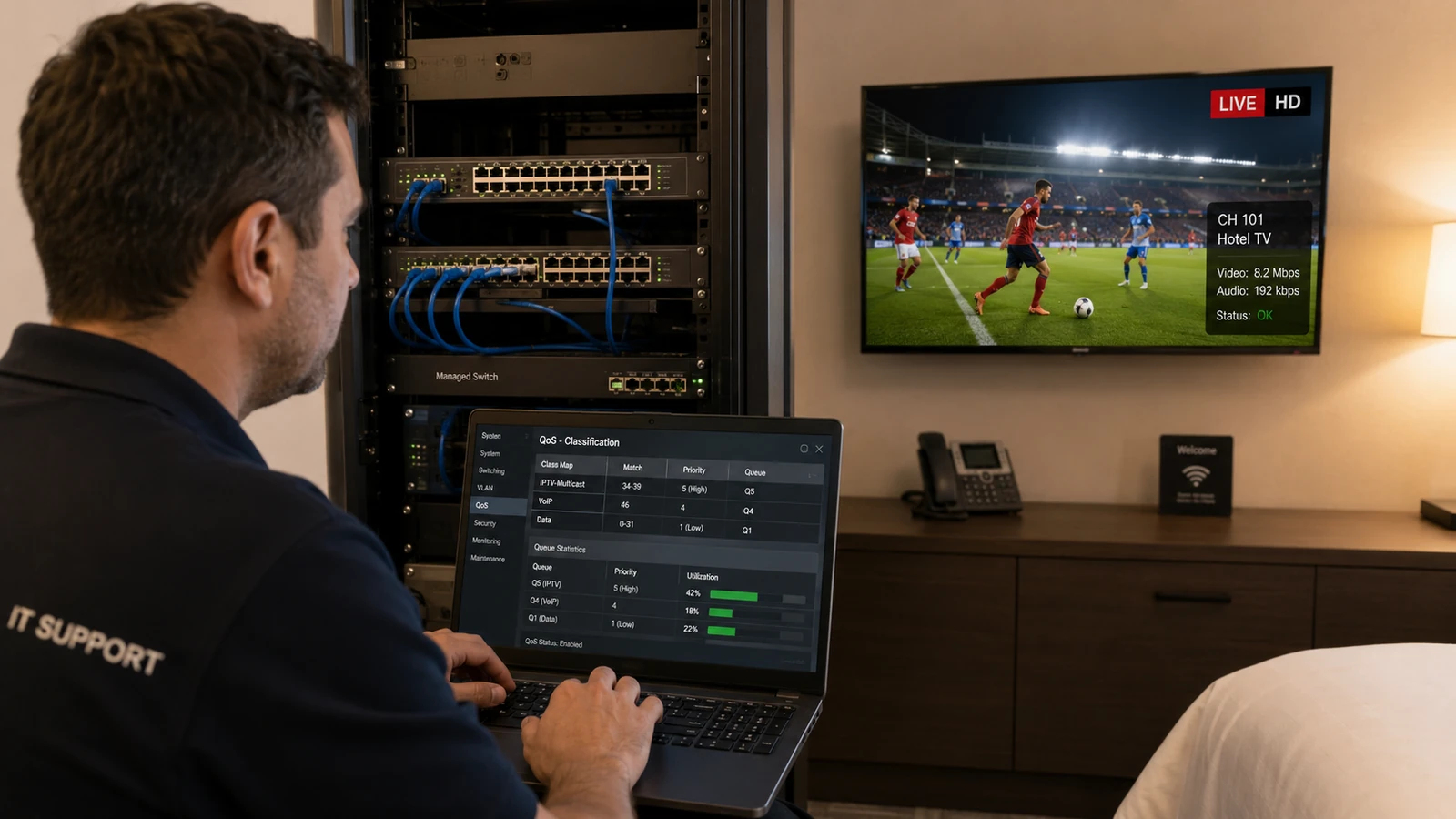 إعداد QoS لتوصيل قنوات IPTV بثبات
