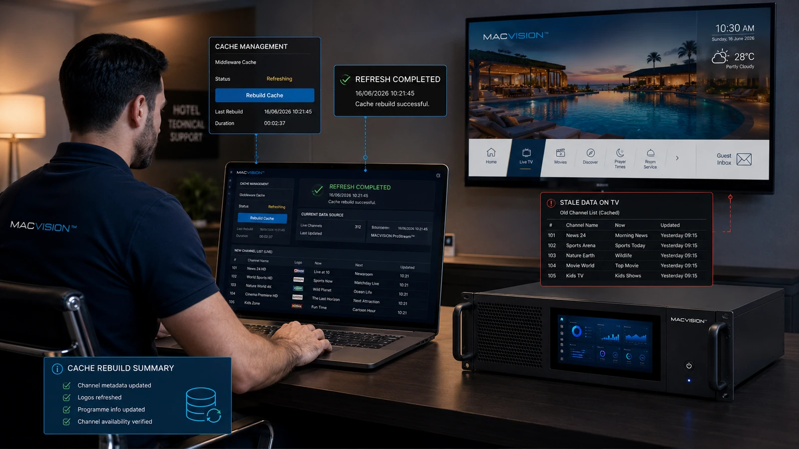 مشكلات الكاش في المنصة الوسيطة ومعلومات قنوات IPTV القديمة