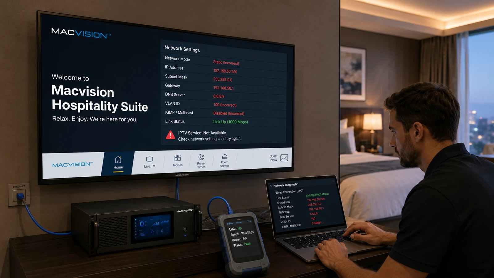 إعدادات شبكة تلفزيون LG Hospitality التي قد تمنع قنوات IPTV