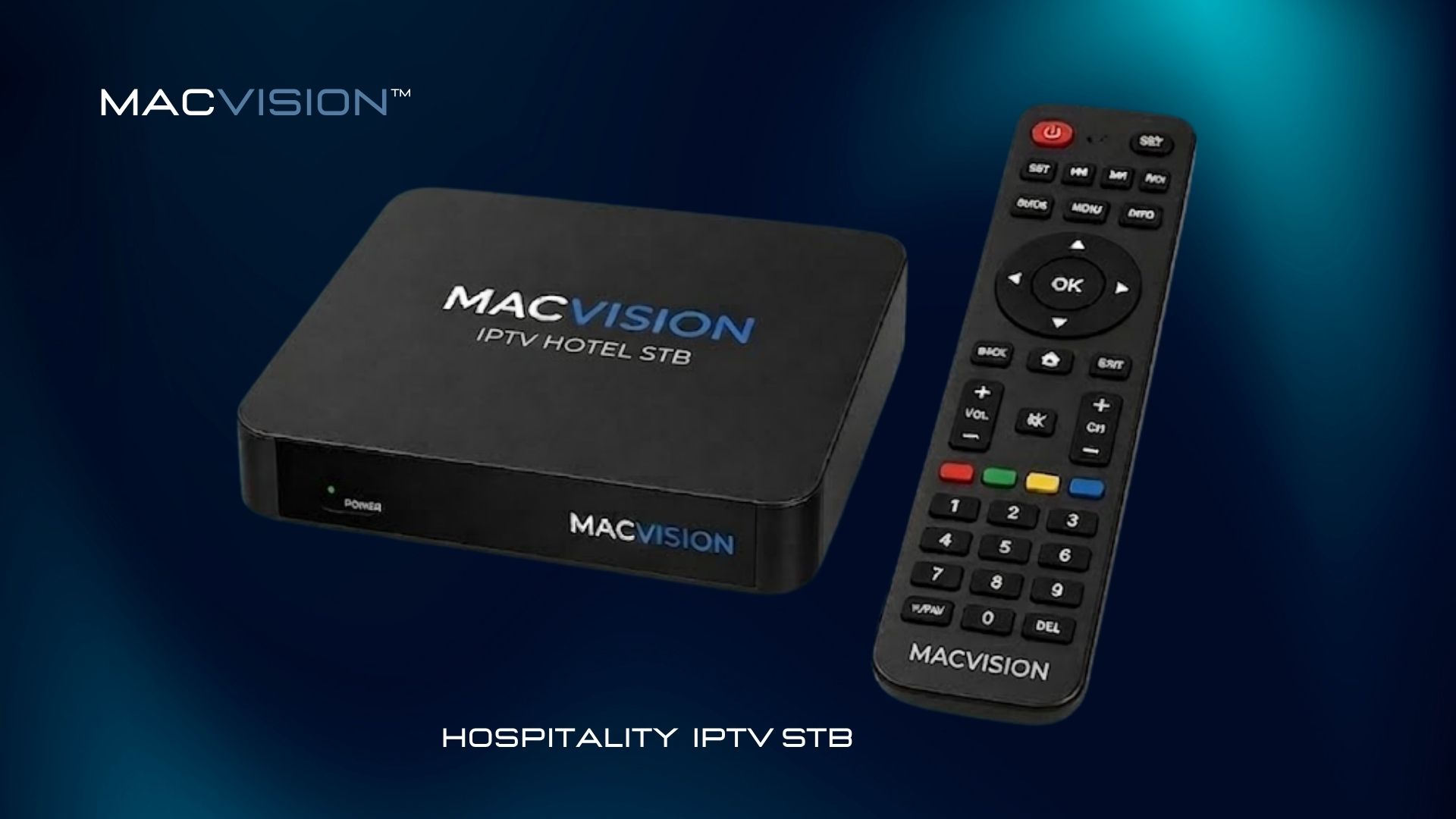 MACVISION hospitality IPTV set-top box receiver with remote control