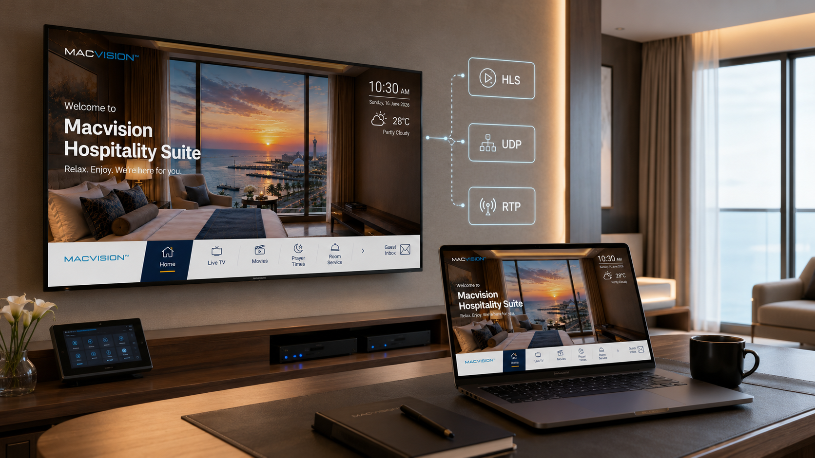 منظومة بروتوكولات بث IPTV للضيافة من MACVISION